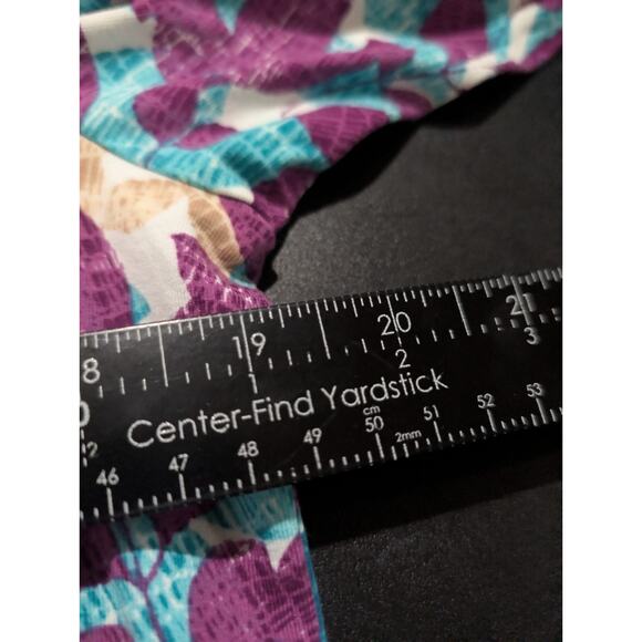 Alfred Dunner Shirt Womens Size Small Blue Teal Purple Leaf Print 3/4 Sleeve Top - Picture 14 of 15